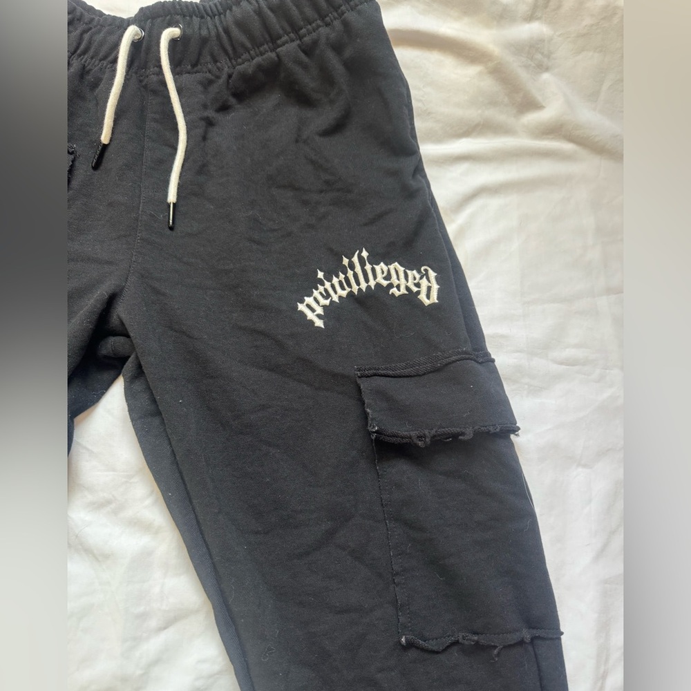 Bleeker & Mercer Distressed Lounge Pants Sweatpants Womens Size XL “Privileged” - Picture 2 of 7